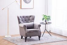 Load image into Gallery viewer, Fabric Linen Upholstered Armchair Accent Chair Grey
