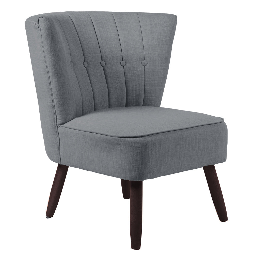 Linen Buttoned Upholstered Accent Chair