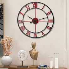 Load image into Gallery viewer, Large In/Outdoor Garden Wall Clock Roman Numeral Giant Open Face Skeleton Metal
