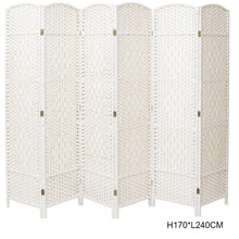 Load image into Gallery viewer, White Solid Weave Wicker Wood Room Divider
