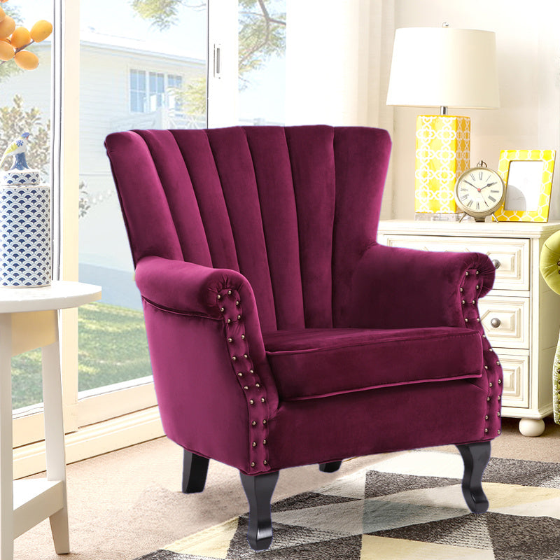 Livingandhome Velvet Channel Occasional Armchair Sofa Chair