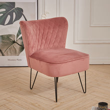 Load image into Gallery viewer, Velvet Upholstered Hairpin Legs Wing Back Armchair Smoky Pink
