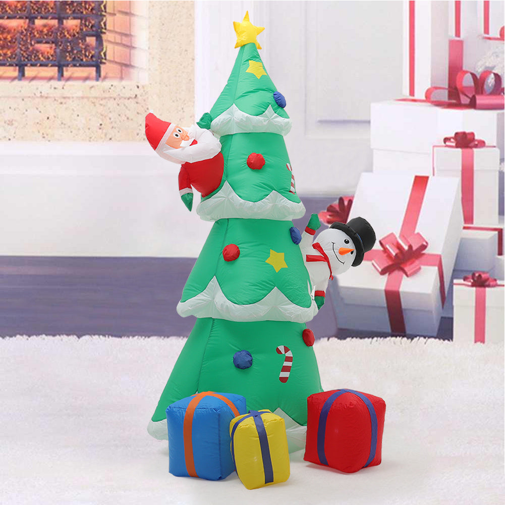 Inflatable Xmas Tree Snowman Air Blown with 7 LED Lamp UK Plug Garden Decor, SC0004