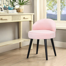 Load image into Gallery viewer, Vintage Velvet Dressing Table Stool with Wooden Legs
