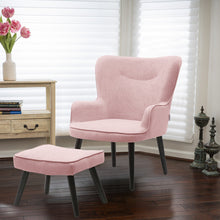 Load image into Gallery viewer, Frosted Velvet Smiley Lounge Armchair and Footstool, Pink
