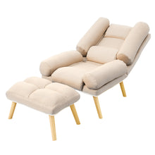 Load image into Gallery viewer, Lounge Recliner Chair And Footstool, Beige
