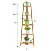 Load image into Gallery viewer, 5-Tier Modern Corner Ladder Shelf for Plant Display
