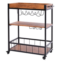 Load image into Gallery viewer, 3 Tier Kitchen Serving Trolley Cart Wood Tray
