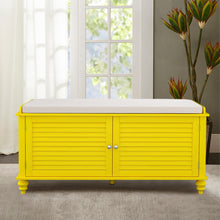 Load image into Gallery viewer, Window Bench Shoes Cabinet Storage Rack with Seat Cushion, Yellow
