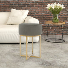 Load image into Gallery viewer, Round Pouffe Metal Golden Leg Dressing Table Stool
