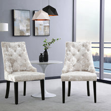 Load image into Gallery viewer, Set of 2 Crushed Velvet Buttoned Dining Chairs
