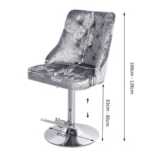 Load image into Gallery viewer, Height Adjustable Swivel Velvet Bar Stool - Grey and Black
