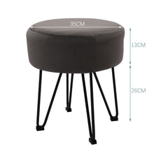 Load image into Gallery viewer, Round Velvet Ottoman Dressing Foot Stool

