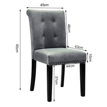 Load image into Gallery viewer, High Back Nailhead Velvet Dining Chair with Ring , Light Grey

