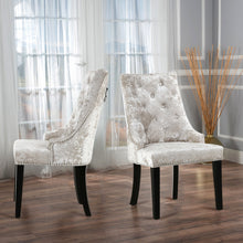 Load image into Gallery viewer, Set of 2 Crushed Velvet Buttoned Dining Chairs
