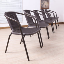 Load image into Gallery viewer, Set of 4 Brown Garden Patio Metal Wicker Chairs

