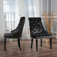 Load image into Gallery viewer, Set of 2 Crushed Velvet Buttoned Dining Chairs
