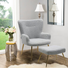 Load image into Gallery viewer, Classic Smiley Lounge Armchair and Footstool, Light Grey
