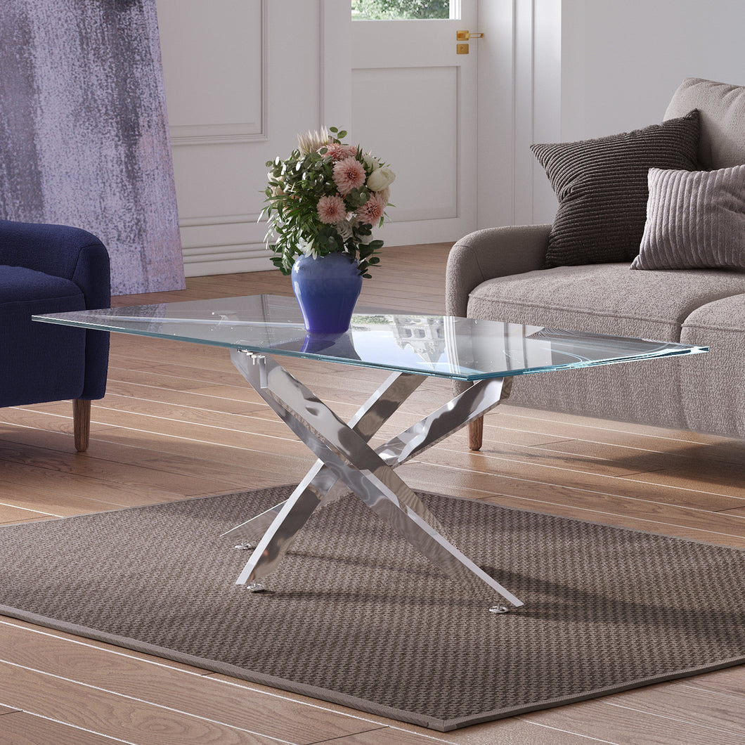 Livingandhome Modern and Futuristic Clear Glass Top Coffee End Table