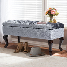 Load image into Gallery viewer, Curshed Velvet Storage Box Unit Bench Grey
