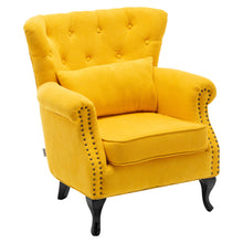 Load image into Gallery viewer, Modern Linen Armchair Upholstered Accent Chair Yellow
