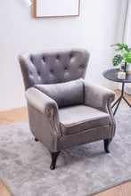 Load image into Gallery viewer, Fabric Linen Upholstered Armchair Accent Chair Grey
