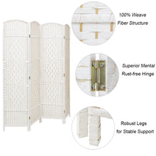 Load image into Gallery viewer, White Solid Weave Wicker Wood Room Divider
