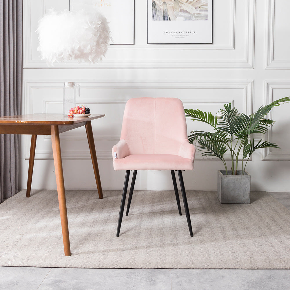 Velvet Leisure Dining Chair, Light Pink