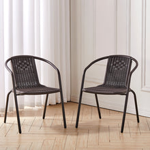 Load image into Gallery viewer, Outdoor Patio Metal Coffee Wicker Dining Chairs
