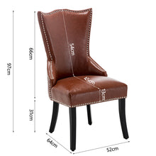 Load image into Gallery viewer, Faux Leather Studded Dining Chair, Reddish brown
