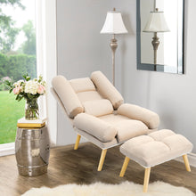 Load image into Gallery viewer, Lounge Recliner Chair And Footstool, Beige
