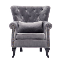 Load image into Gallery viewer, Fabric Linen Upholstered Armchair Accent Chair Grey
