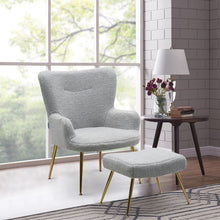 Load image into Gallery viewer, Classic Smiley Lounge Armchair and Footstool, Light Grey
