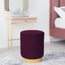 Load image into Gallery viewer, Round Velvet Dressing Footstool with Gold-Plated Bottom

