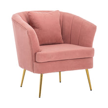 Load image into Gallery viewer, Frosted Velvet Shell Padded Seat Accent Chair, Pink
