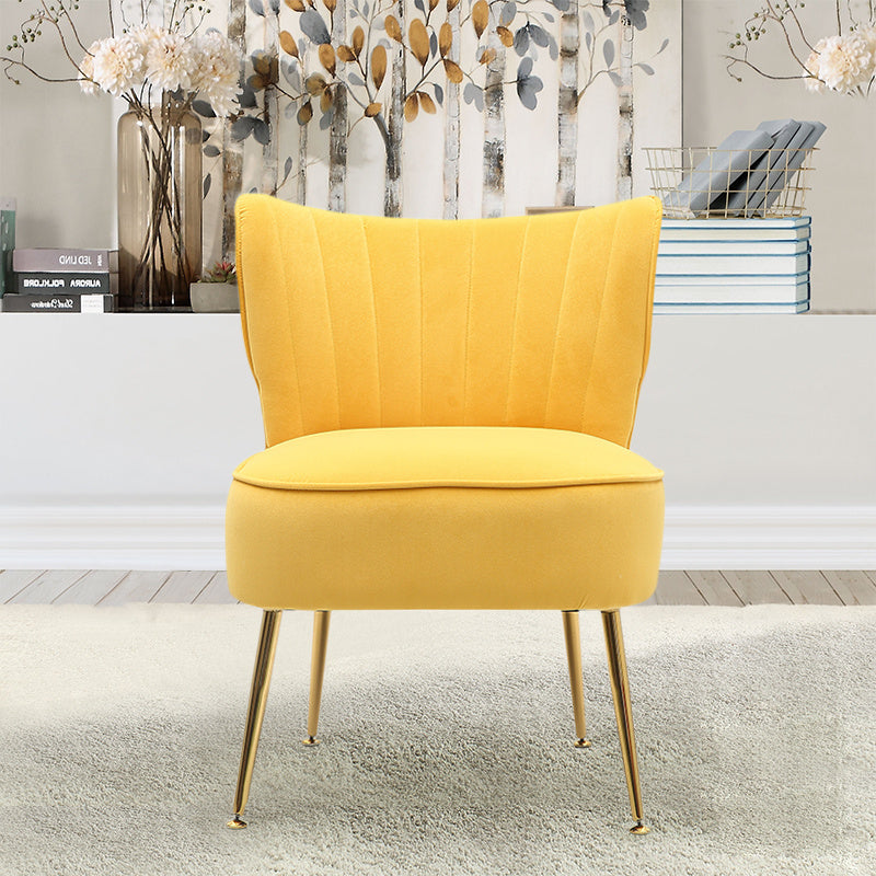 Modern Armless Wingback Accent Chair with Gold Legs