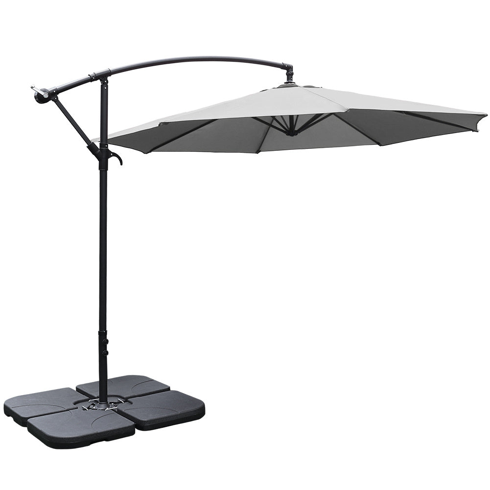 3M Banana Parasol Patio Umbrella Sun Shade Shelter with Petal Base