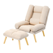 Load image into Gallery viewer, Lounge Recliner Chair And Footstool, Beige
