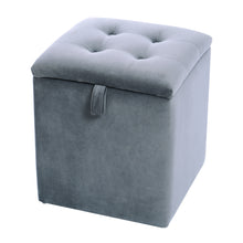 Load image into Gallery viewer, Grey Velvet Padded Dressing Table Stool with Storage
