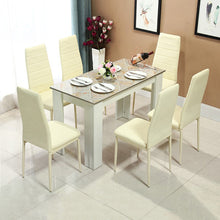 Load image into Gallery viewer, Set of 6 PU Leather Padded Seat Metal Legs Dining Chair Beige
