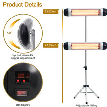 Load image into Gallery viewer, Portable Electric Patio Heater with Adjustable Tripod Stand
