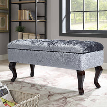 Load image into Gallery viewer, Curshed Velvet Storage Box Unit Bench Grey
