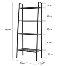 Load image into Gallery viewer, 4 Tier Leaning Ladder Bookshelf Shelving Plant Step Rack, Black
