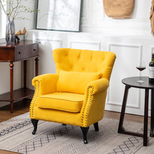 Load image into Gallery viewer, Modern Linen Armchair Upholstered Accent Chair Yellow
