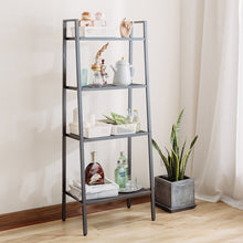 Load image into Gallery viewer, 4 Tier Leaning Ladder Bookshelf Shelving Plant Step Rack, Black
