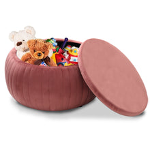 Load image into Gallery viewer, Wide Round Velvet Storage Ottoman Footstools

