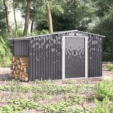 Load image into Gallery viewer, Garden Metal Storage Shed with Log Storage
