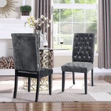 Load image into Gallery viewer, Set of 2 High Back Velvet Buttoned Dining Chairs
