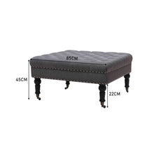 Load image into Gallery viewer, 85CM Buttoned Footstool with 4 Casters
