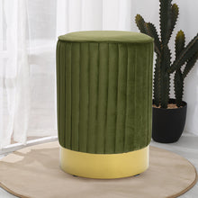 Load image into Gallery viewer, Round Gold Pouffe Dressing Footstool
